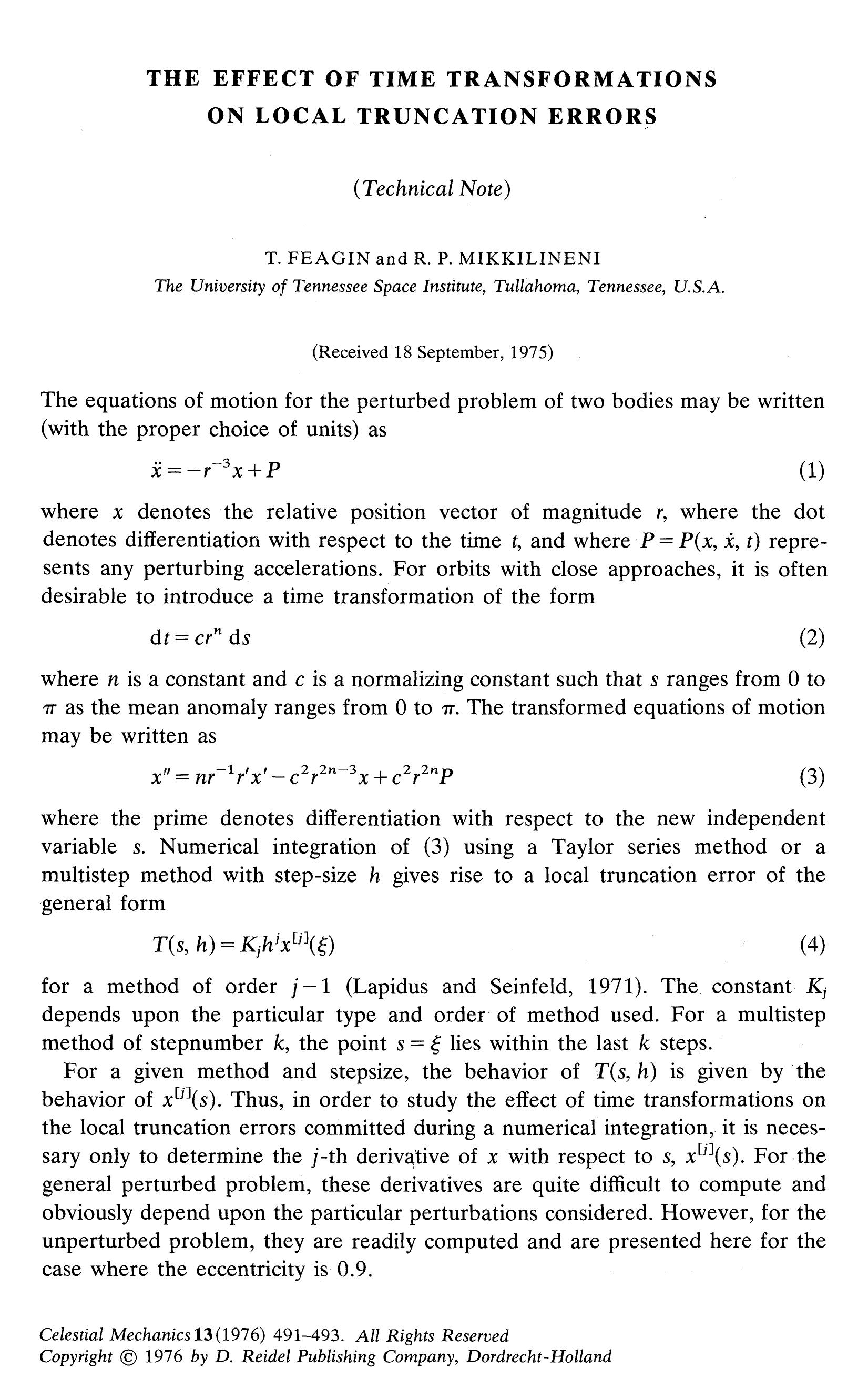 The effect of time transformations on local truncation errors by Unknown