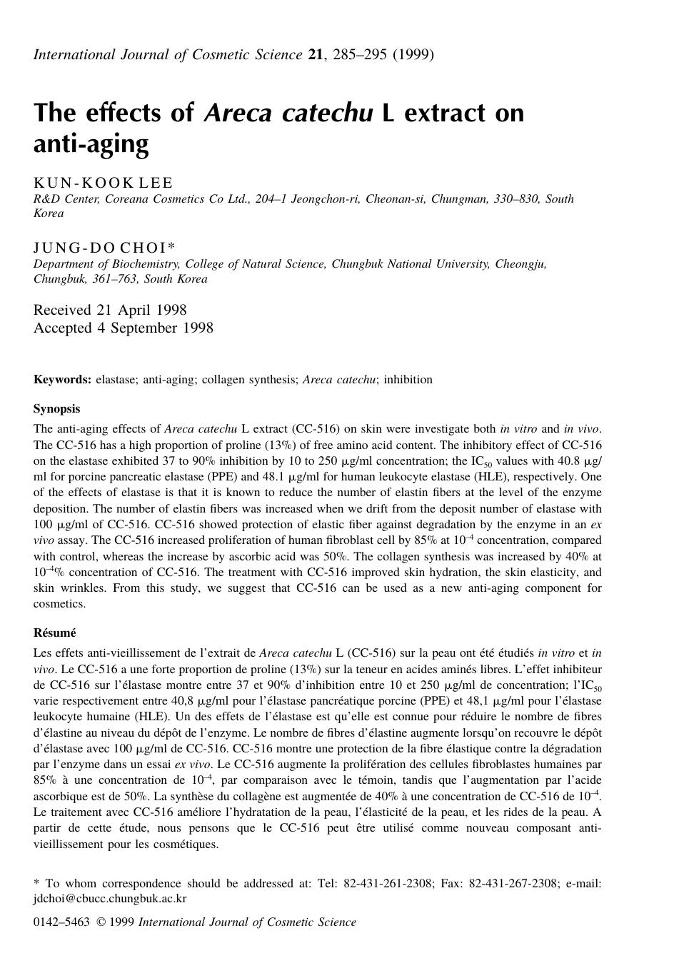 The effects of Areca catechu L extract on by KUN-KOOK LEE & JUNG-DO CHOI