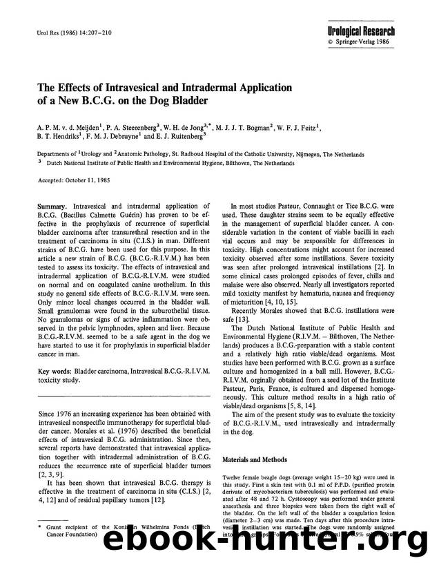 The effects of intravesical and intradermal application of a new B.C.G. on the dog bladder by Unknown