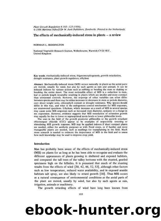 The effects of mechanically-induced stress in plants &#x2014; a review by Unknown