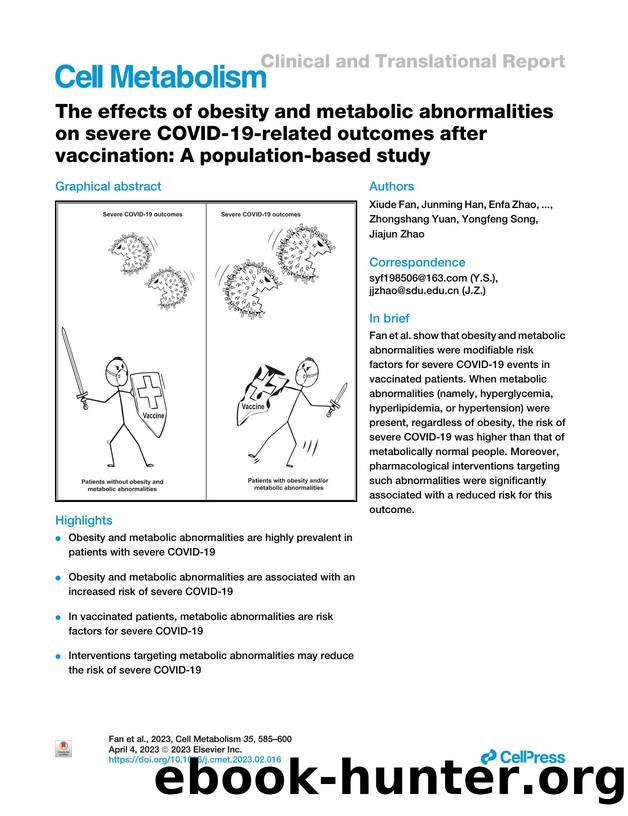 The effects of obesity and metabolic abnormalities on severe COVID-19-related outcomes after vaccination: A population-based study by unknow