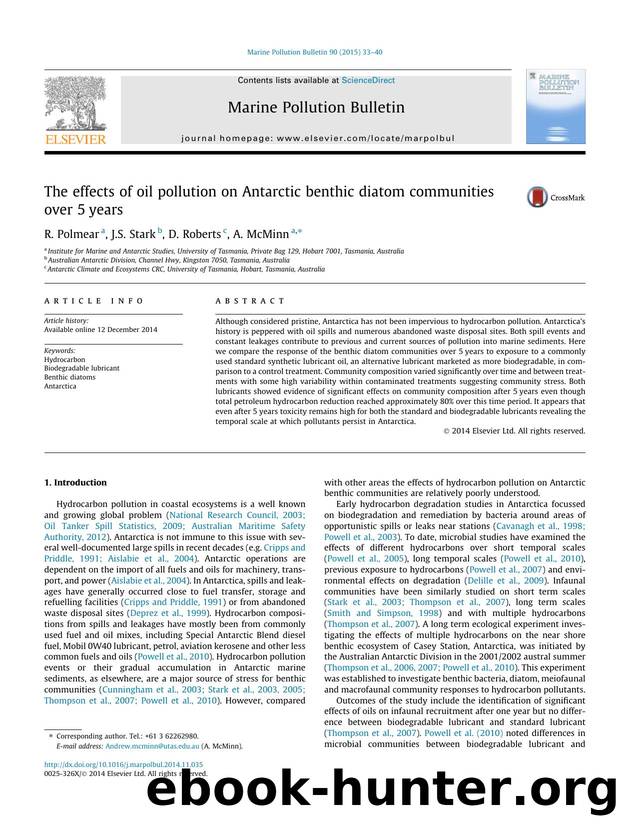 The effects of oil pollution on Antarctic benthic diatom communities over 5years by R. Polmear & J.S. Stark & D. Roberts & A. McMinn