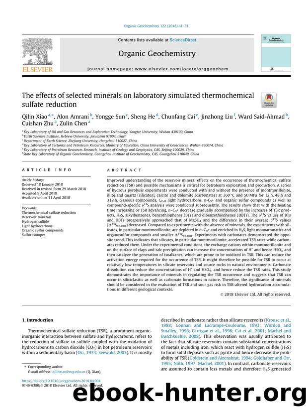 The effects of selected minerals on laboratory simulated thermochemical sulfate reduction by Qilin Xiao