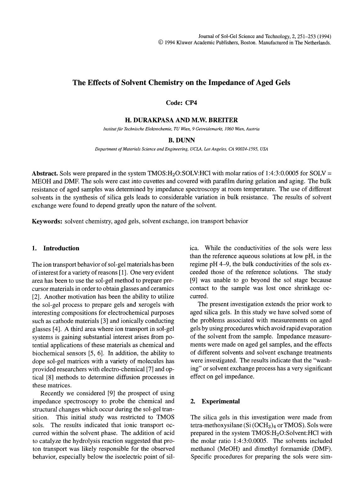 The effects of solvent chemistry on the impedance of aged gels by Unknown
