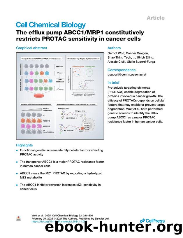 The efflux pump ABCC1MRP1 constitutively restricts PROTAC sensitivity in cancer cells by unknow