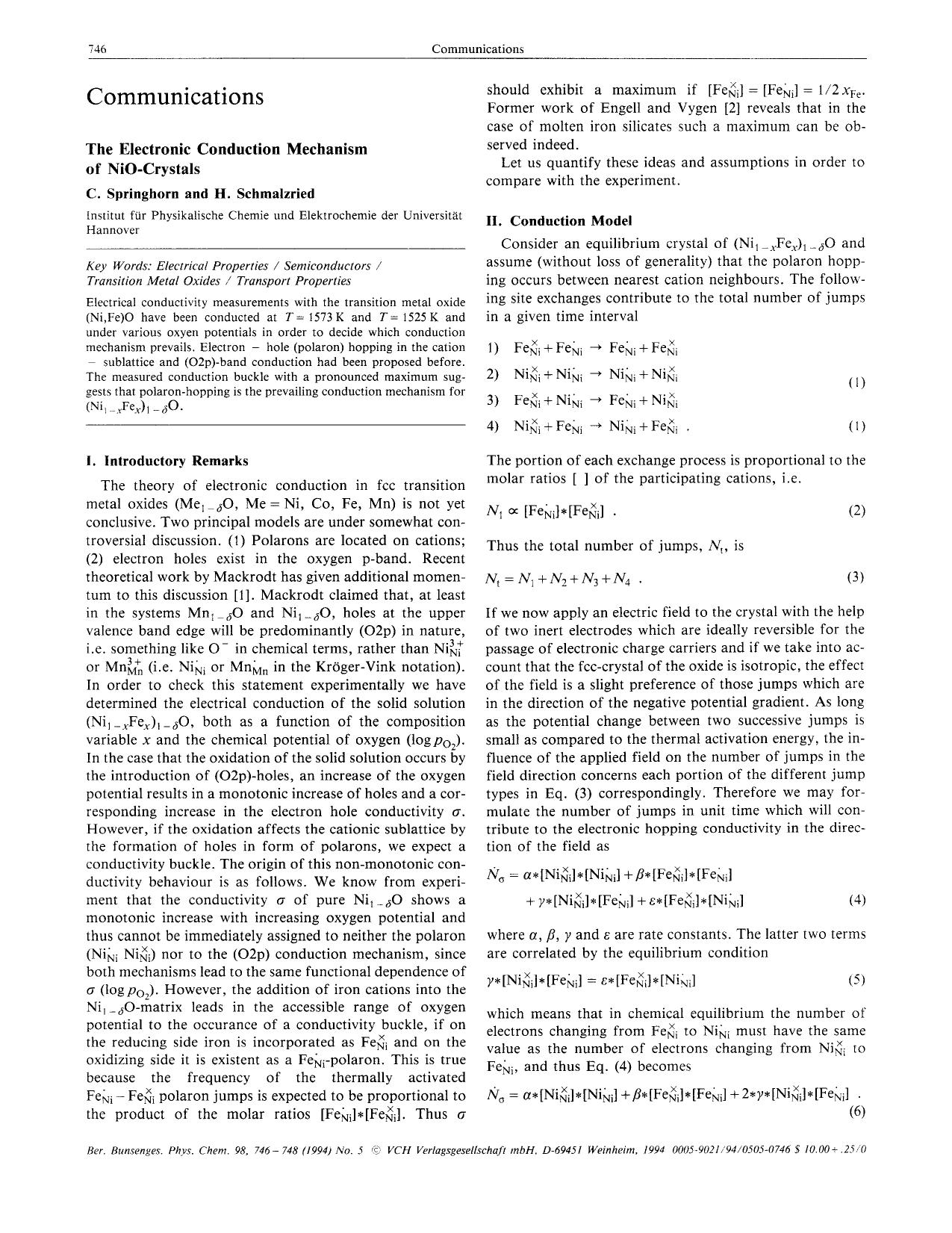 The electronic conduction mechanism of NiO-crystals by Unknown