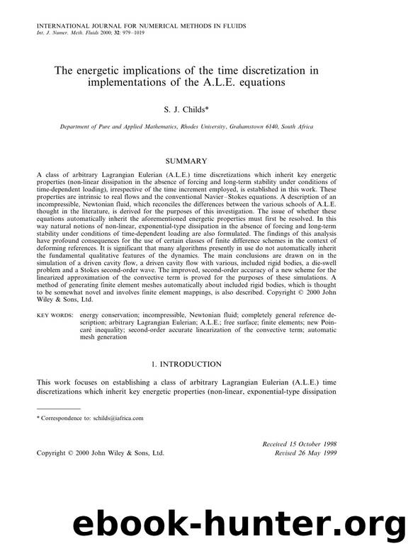 The energetic implications of the time discretization in implementations of the A.L.E. equations by Unknown