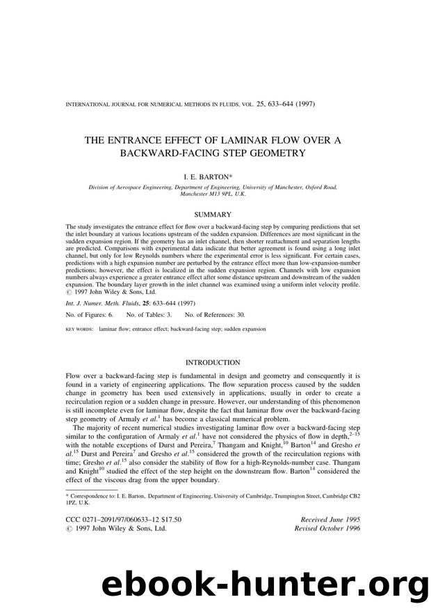 The entrance effect of laminar flow over a backward-facing step geometry by Barton