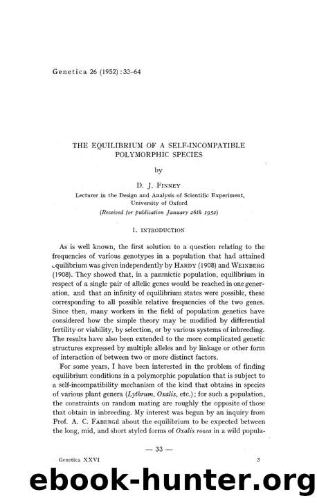 The equilibrium of a self-incompatible polymorphic species by Unknown