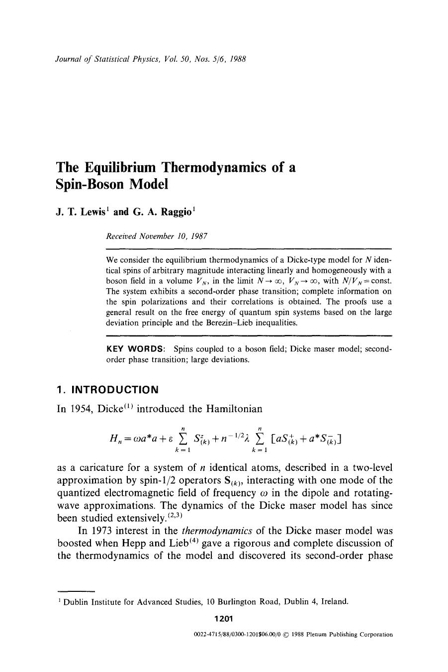 The equilibrium thermodynamics of a spin-boson model by Unknown