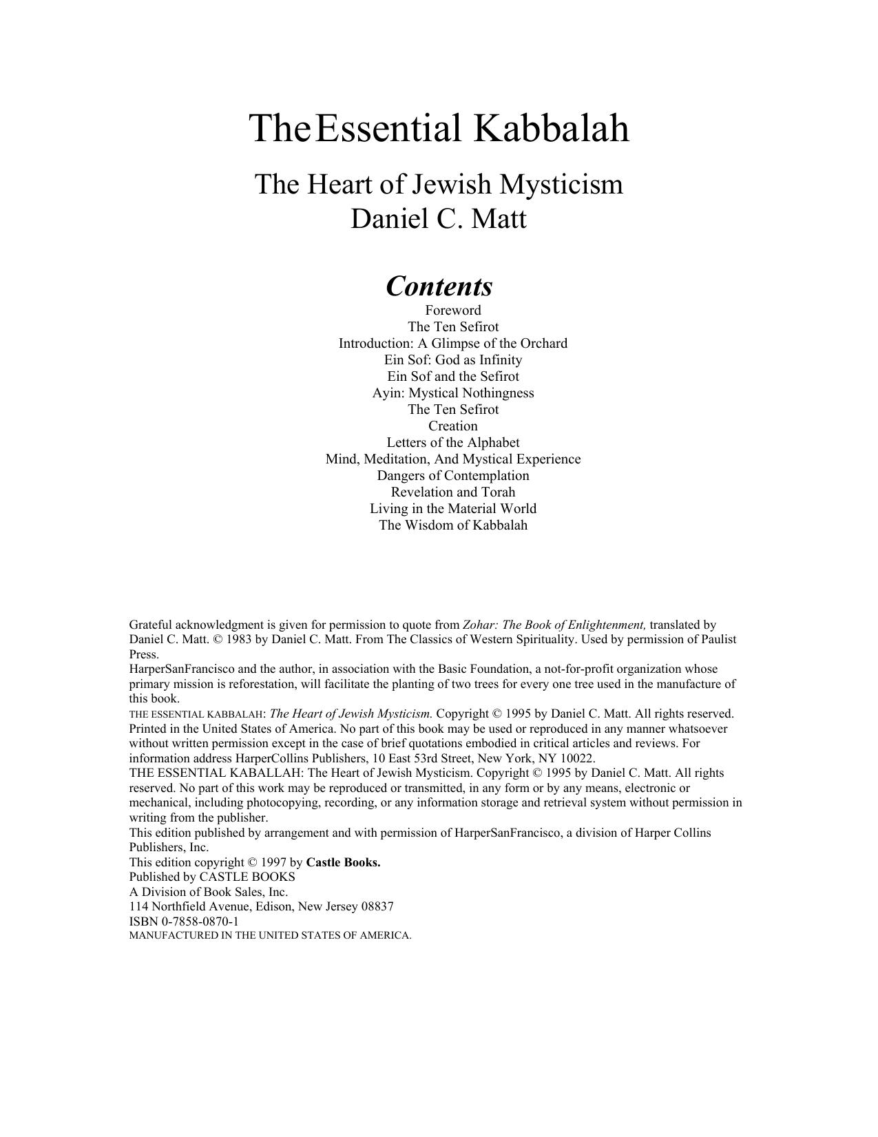 The essential Kabbalah : the heart of Jewish mysticism by Matt Daniel Chanan