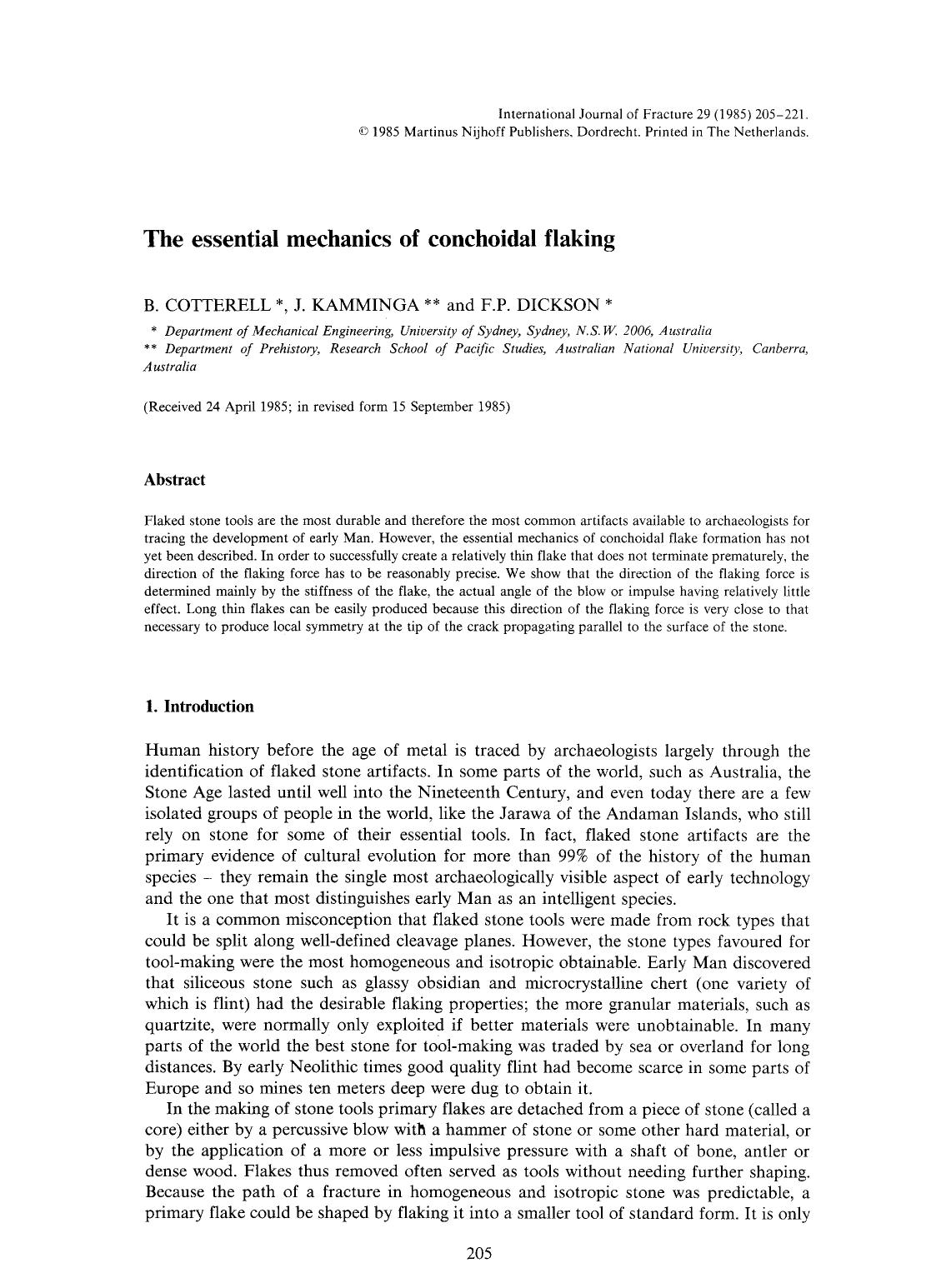 The essential mechanics of conchoidal flaking by Unknown