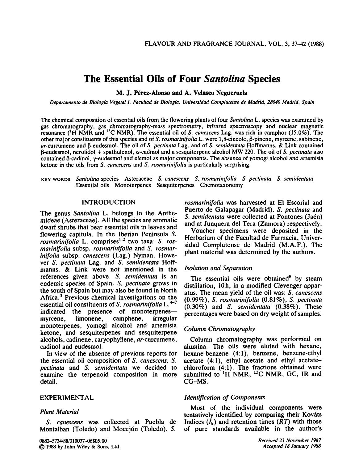 The essential oils of four Santolina species by Unknown