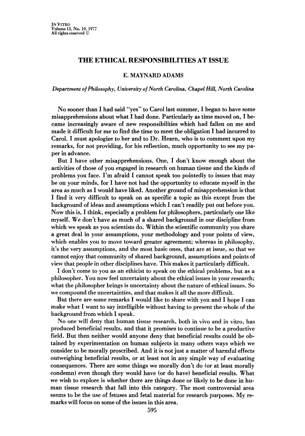 The ethical responsibilities at issue by Unknown