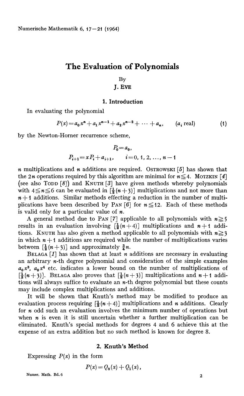 The evaluation of polynomials by Unknown