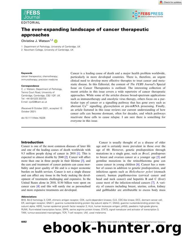 The everâexpanding landscape of cancer therapeutic approaches by Unknown