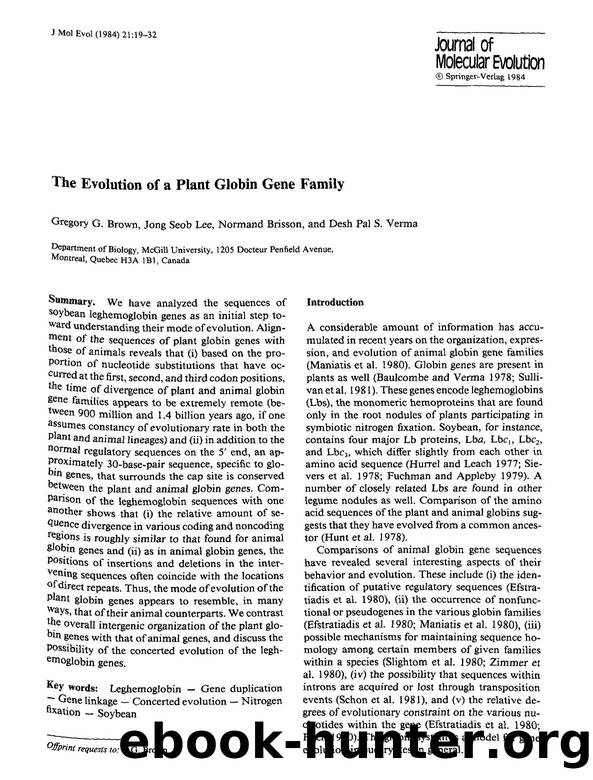 The evolution of a plant globin gene family by Unknown