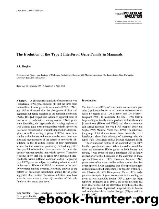 The evolution of the type I interferon gene family in mammals by Unknown