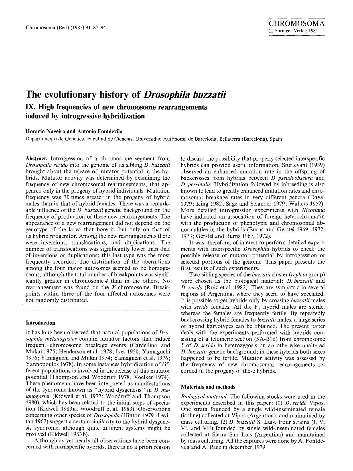 The evolutionary history of <Emphasis Type="Italic">Drosophila buzzatii<Emphasis> by Unknown