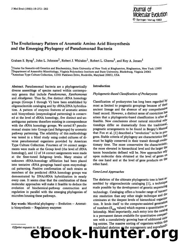 The evolutionary pattern of aromatic amino acid biosynthesis and the emerging phylogeny of pseudomonad bacteria by Unknown