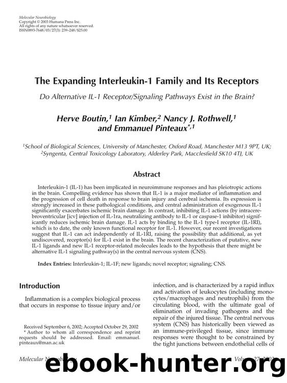 The expanding interleukin-1 family and its receptors by Unknown
