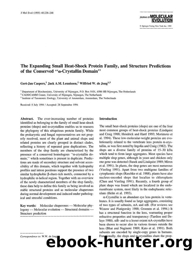 The expanding small heat-shock protein family, and structure predictions of the conserved “α-crystallin domain” by Unknown