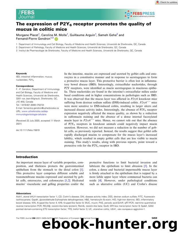 The expression of P2Y6 receptor promotes the quality of mucus in colitic mice by Unknown