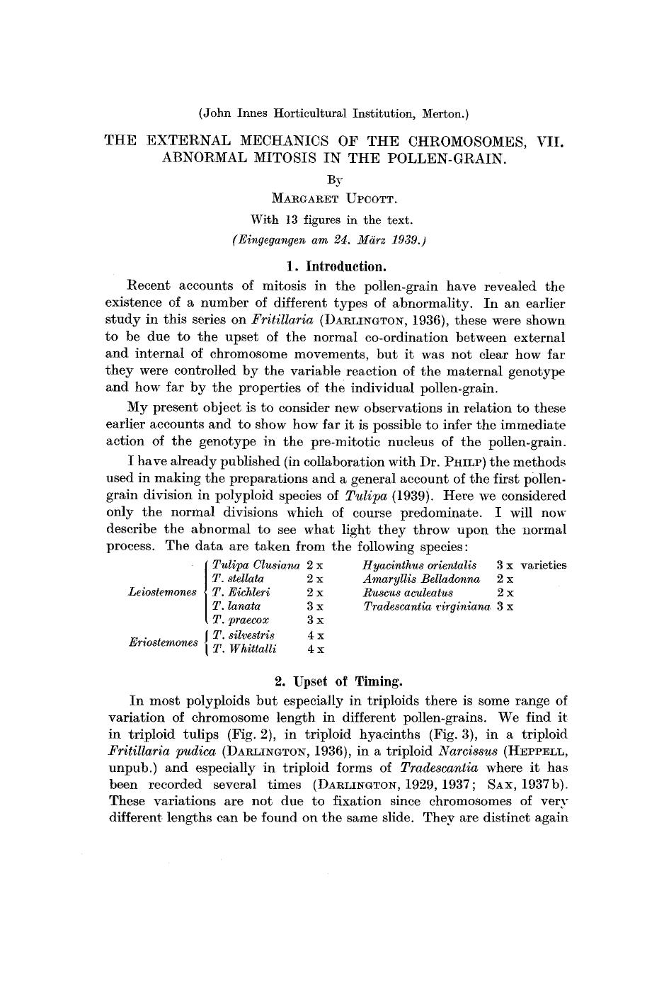 The external mechanics of the chromosomes, VII. Abnormal mitosis in the pollen-grain by Unknown