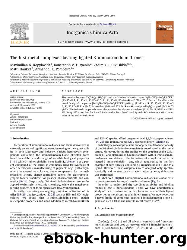 The first metal complexes bearing ligated 3-iminoisoindolin-1-ones by unknow