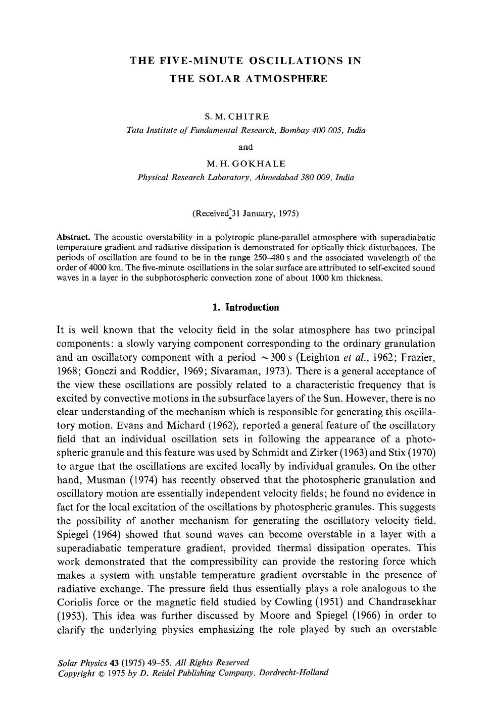 The five-minute oscillations in the solar atmosphere by Unknown