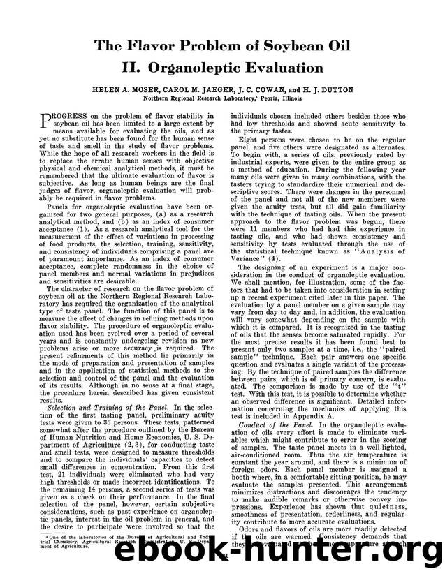 The flavor problem of soybean oil II. Organoleptic evaluation by Unknown