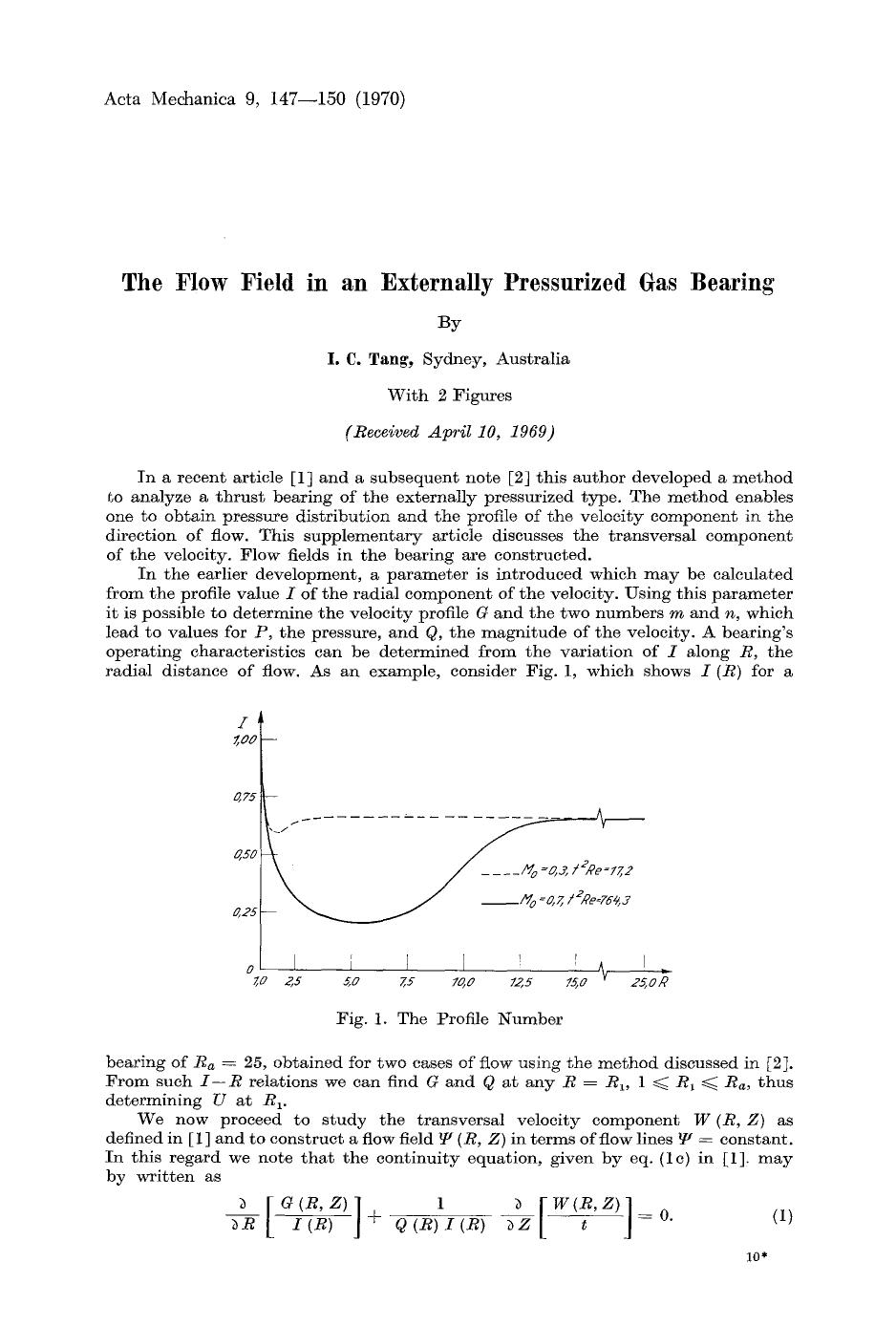 The flow field in an externally pressurized gas bearing by Unknown