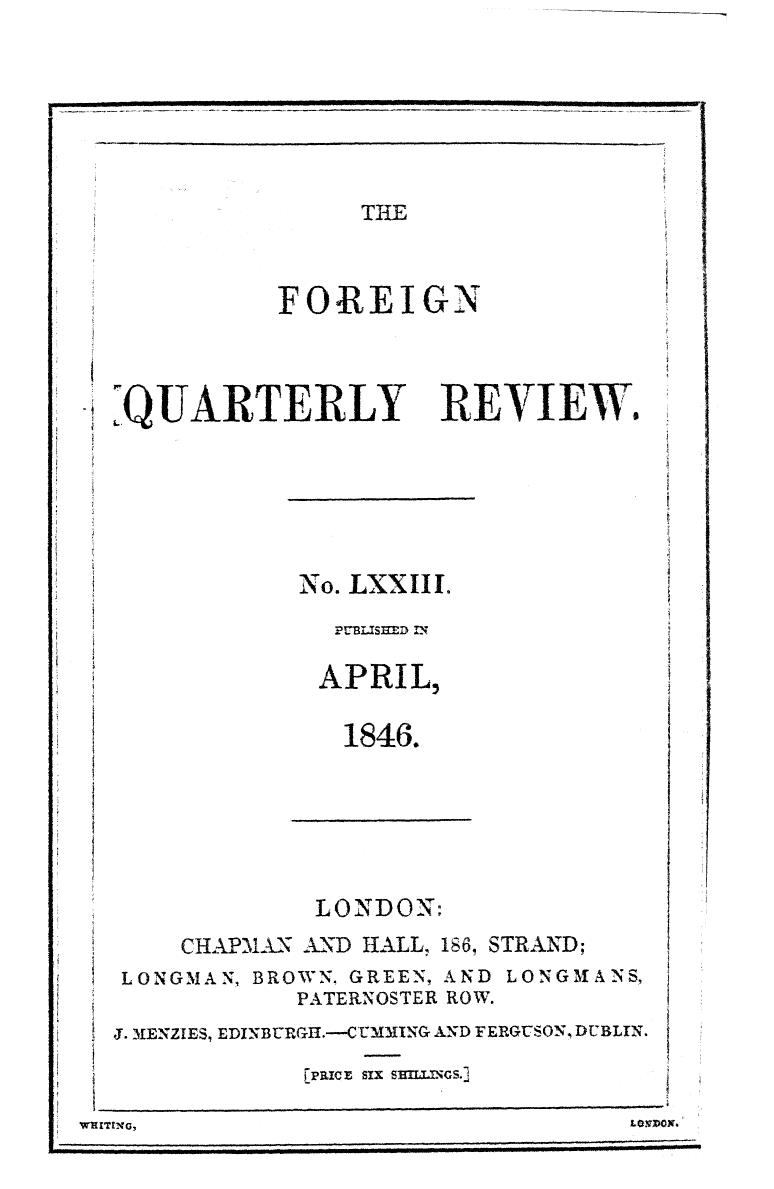 The foreign quarterly review  . no. 73 by 1846