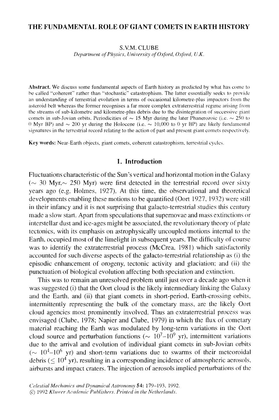 The fundamental role of giant comets in earth history by Unknown