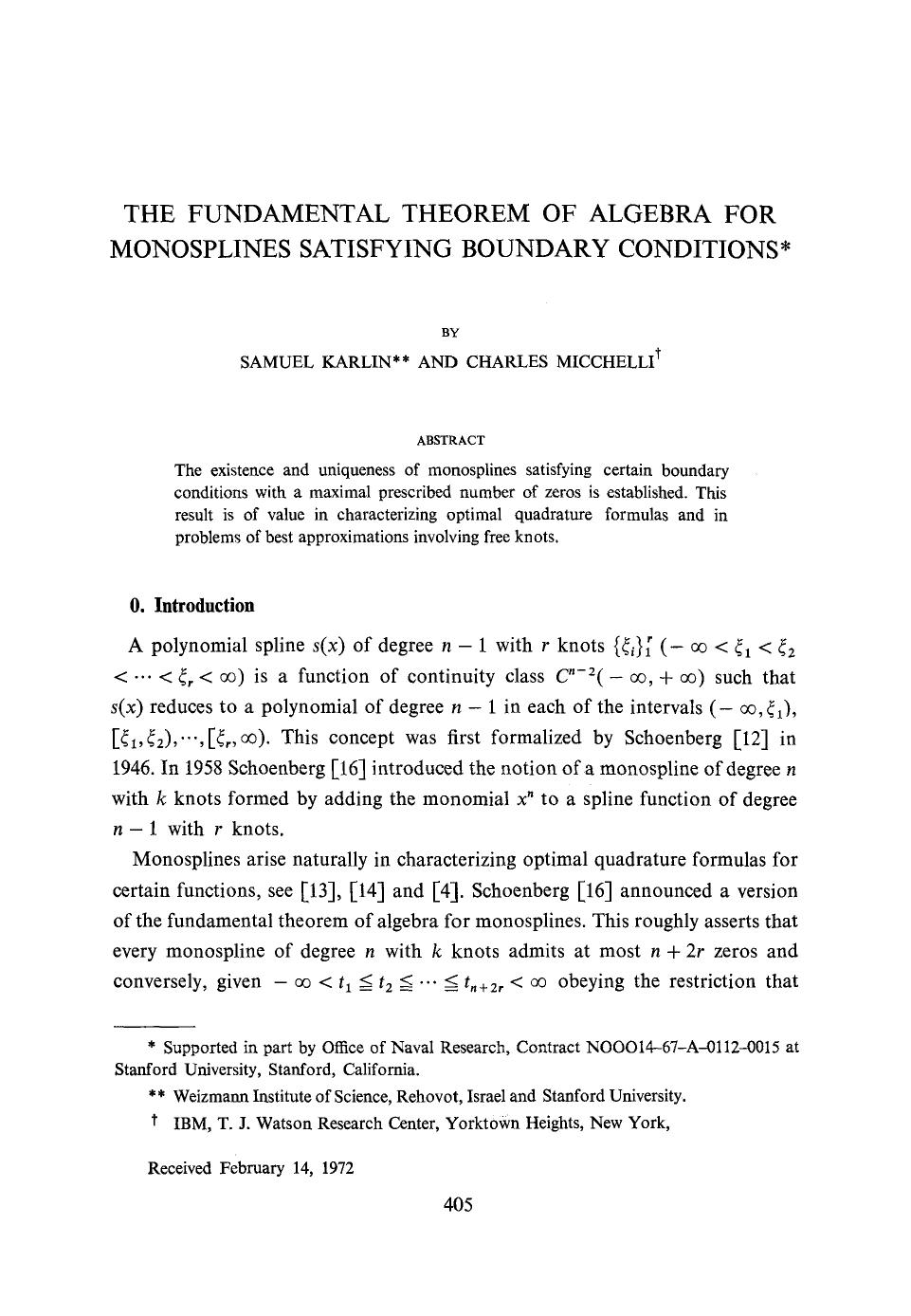 The fundamental theorem of algebra for monosplines satisfying boundary conditions by Unknown