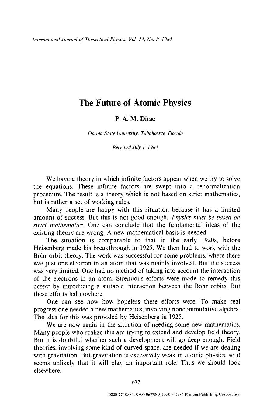 The future of atomic physics by Unknown