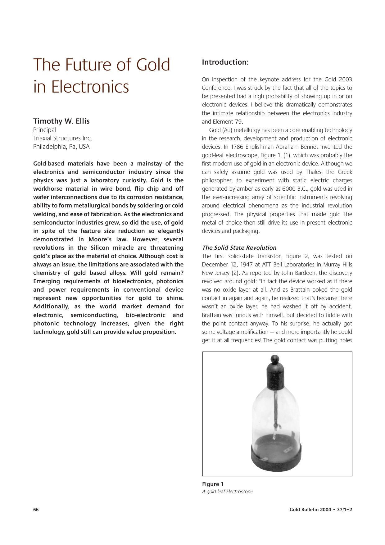 The future of gold in electronics by Unknown