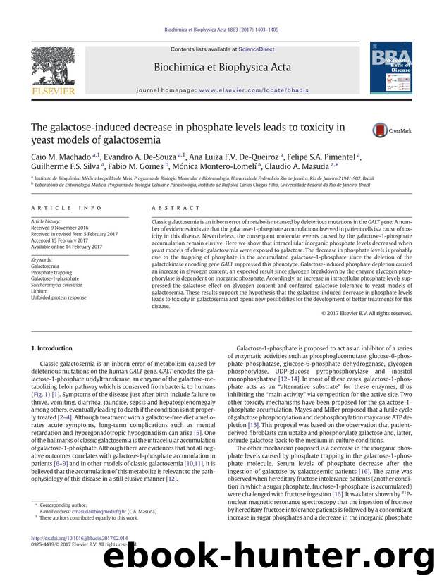 The galactose-induced decrease in phosphate levels leads to toxicity in yeast models of galactosemia by unknow