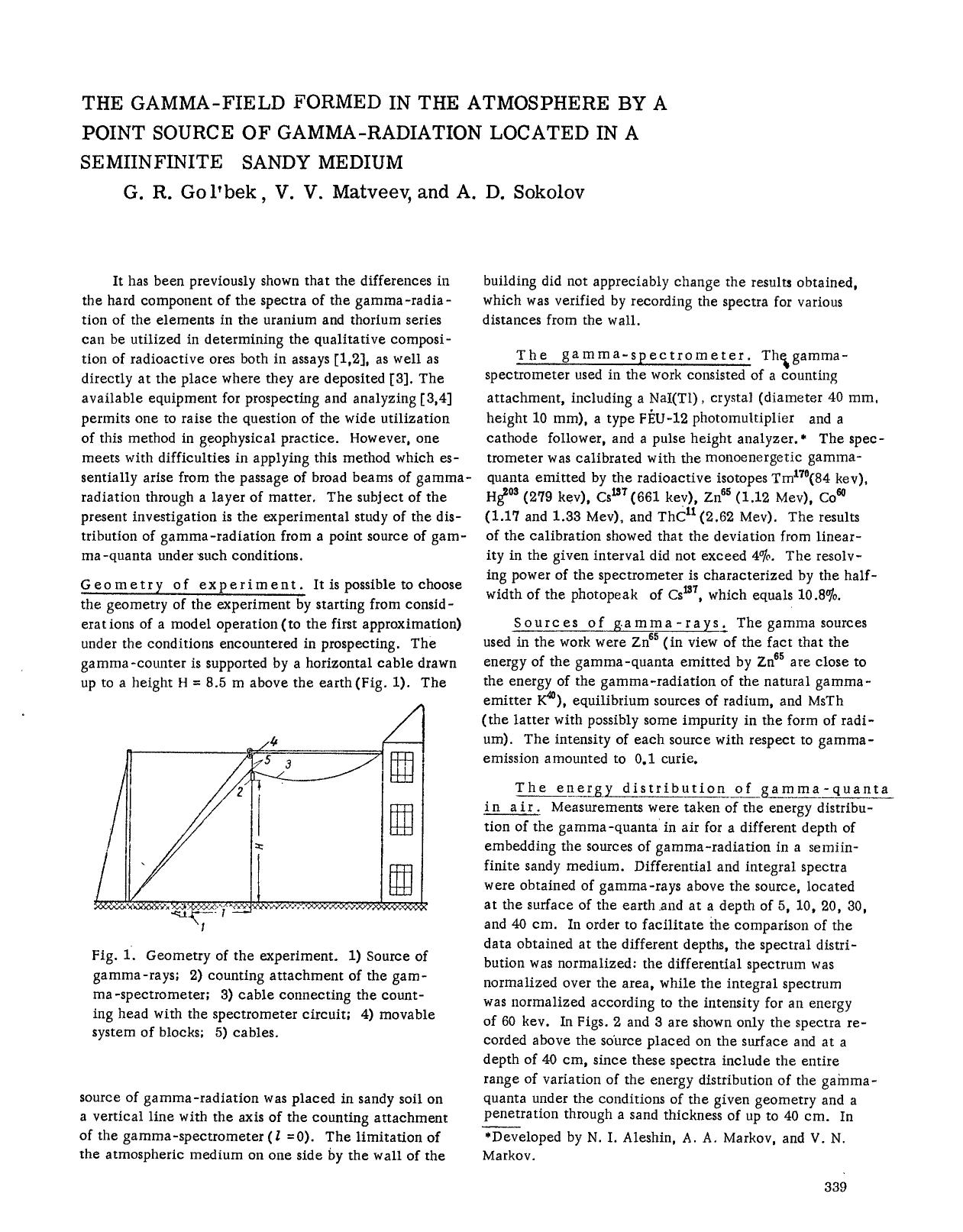 The gamma-field formed in the atmosphere by a point source of gamma-radiation located in a semiinfinite sandy medium by Unknown