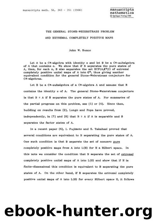 The general Stone-Weierstrass problem and extremal completely positive maps by Unknown