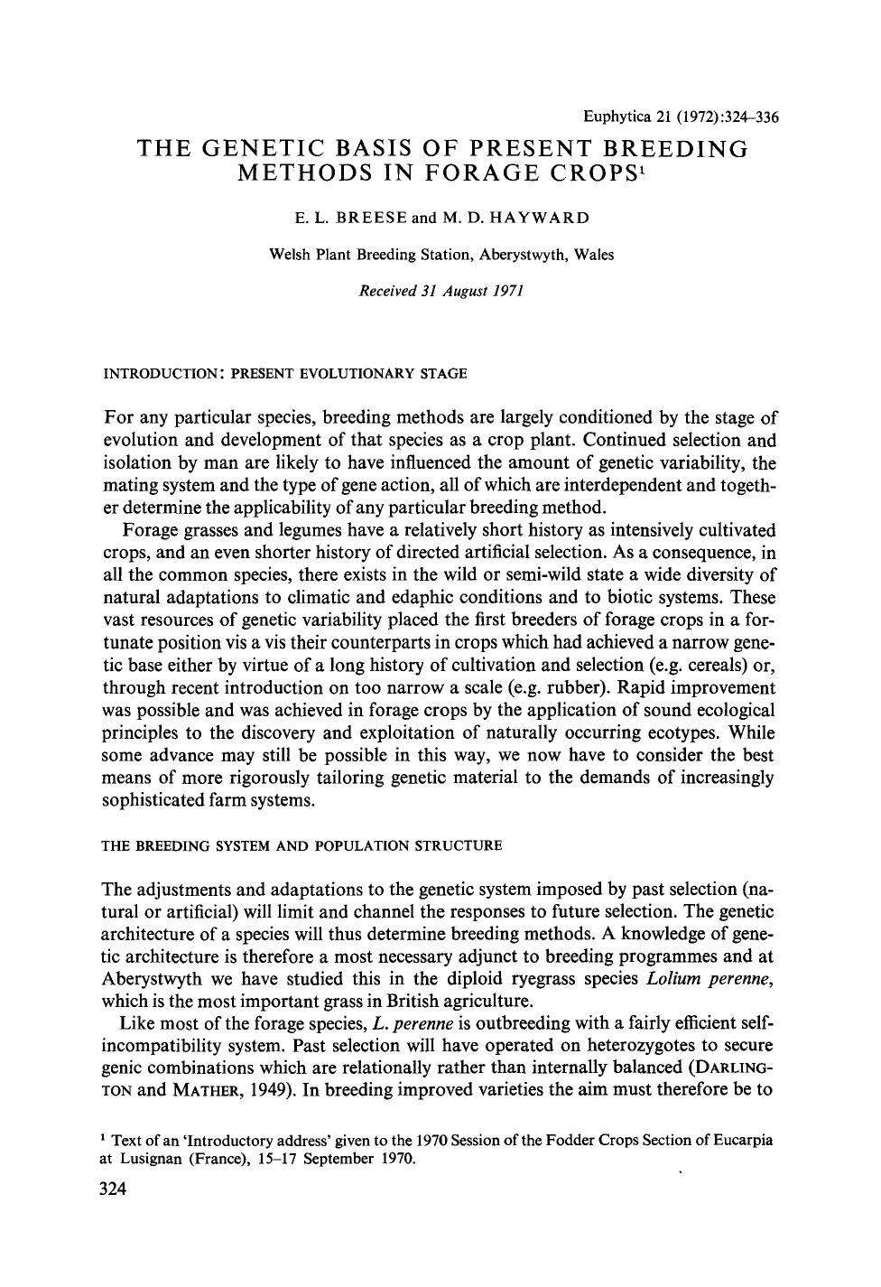 The genetic basis of present breeding methods in forage crops by Unknown