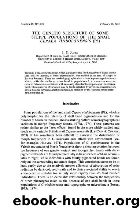 The genetic structure of some steppe populations of the snail <Emphasis Type="Italic">Cepaea vindobonensis <Emphasis> (Pf.) by Unknown