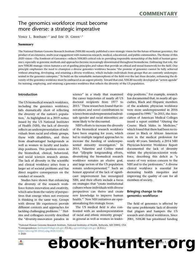 The genomics workforce must become more diverse: a strategic imperative by Vence L. Bonham & Eric D. Green