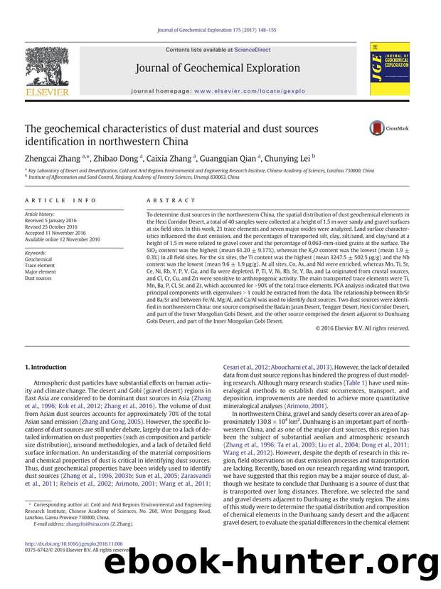 The geochemical characteristics of dust material and dust sources identification in northwestern China by Zhengcai Zhang & Zhibao Dong & Caixia Zhang & Guangqian Qian & Chunying Lei