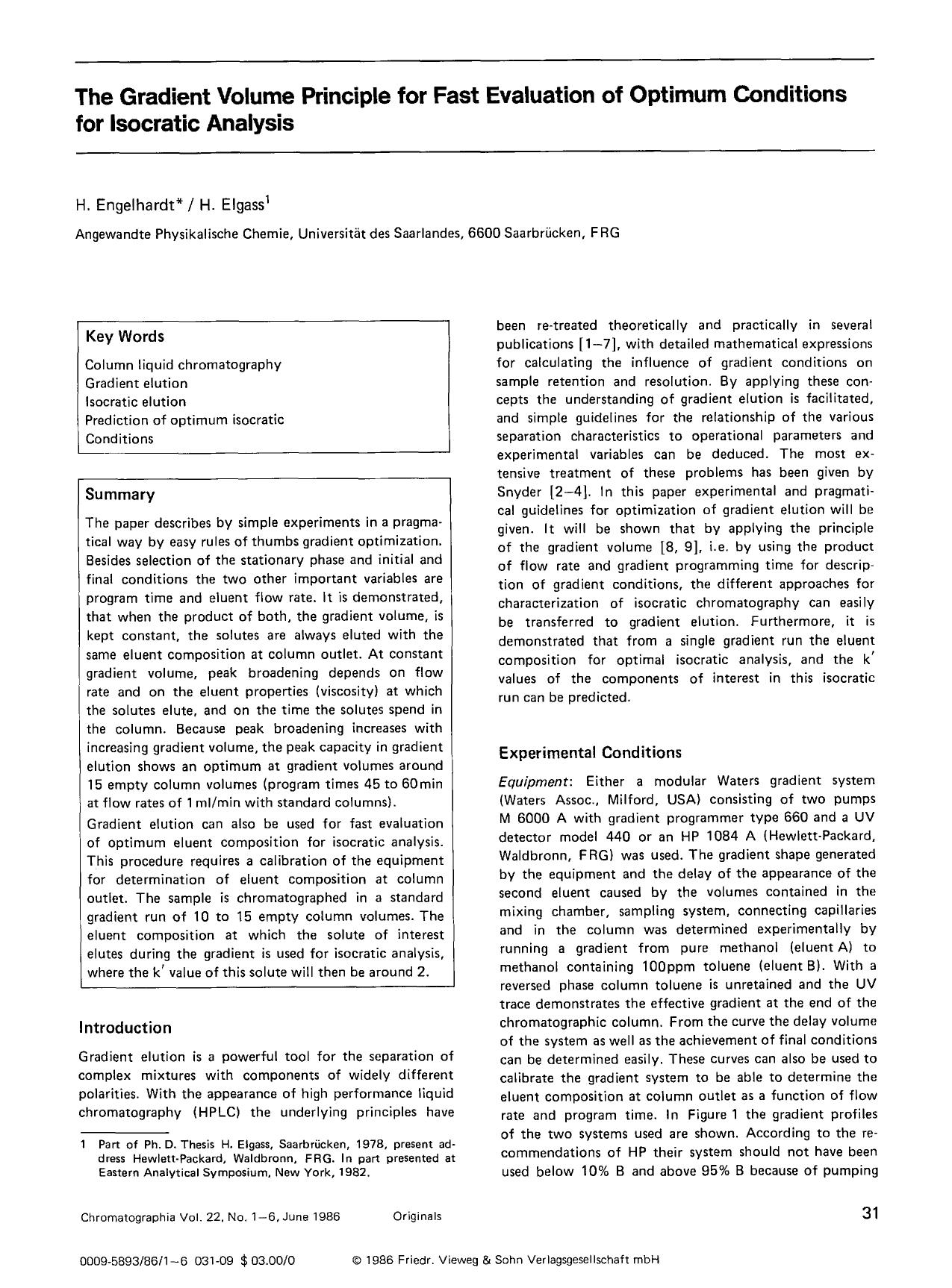 The gradient volume principle for fast evaluation of optimum conditions for isocratic analysis by Unknown
