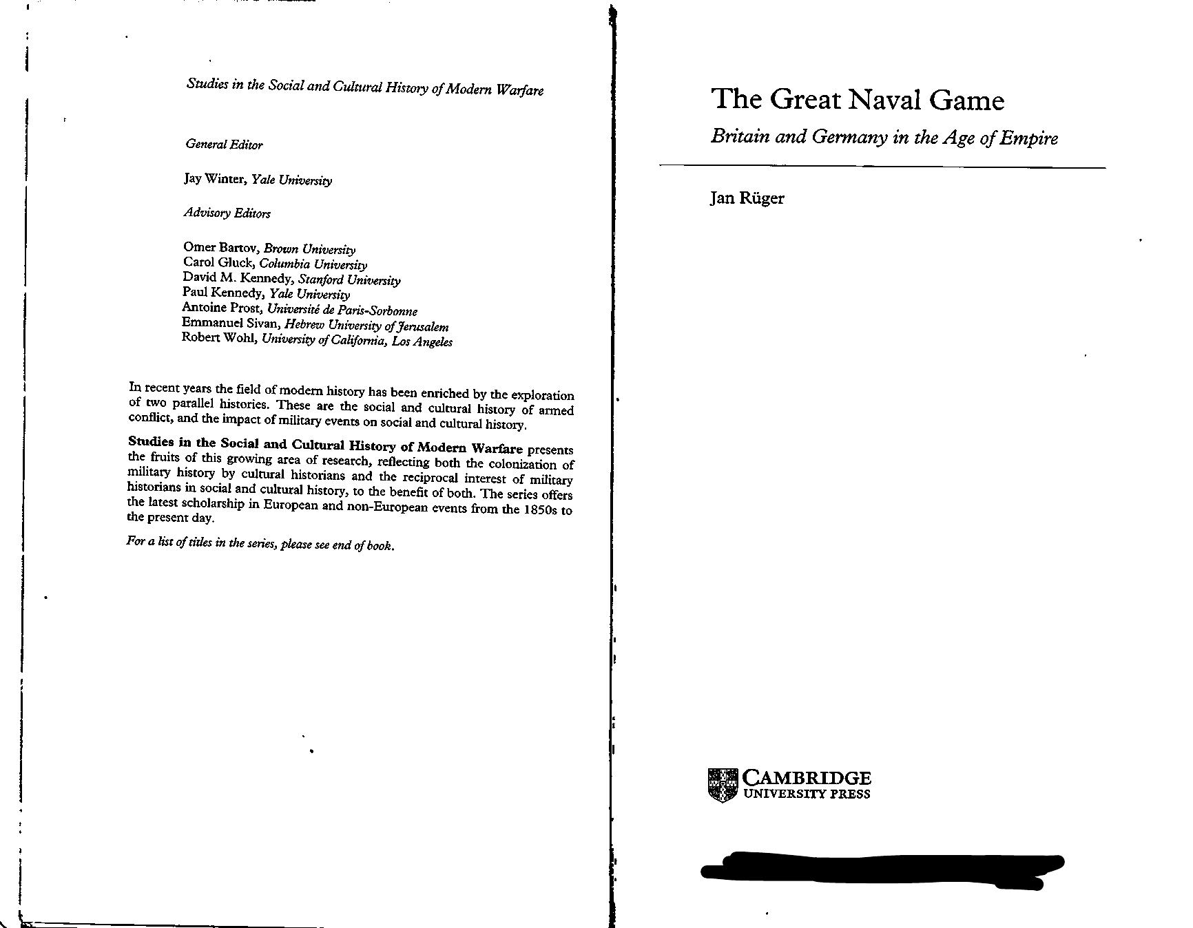 The great naval game : Britain and Germany in the age of empire by Jan Rüger