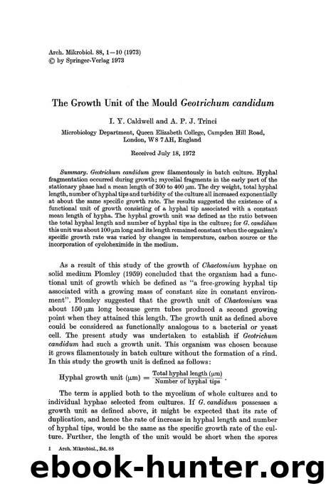 The growth unit of the mould <Emphasis Type="Italic">Geotrichum candidum<Emphasis> by Unknown