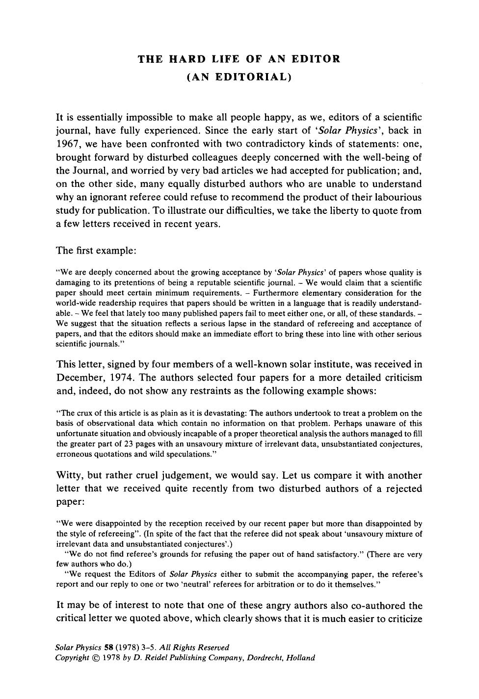 The hard life of an editor (An editorial) by Unknown