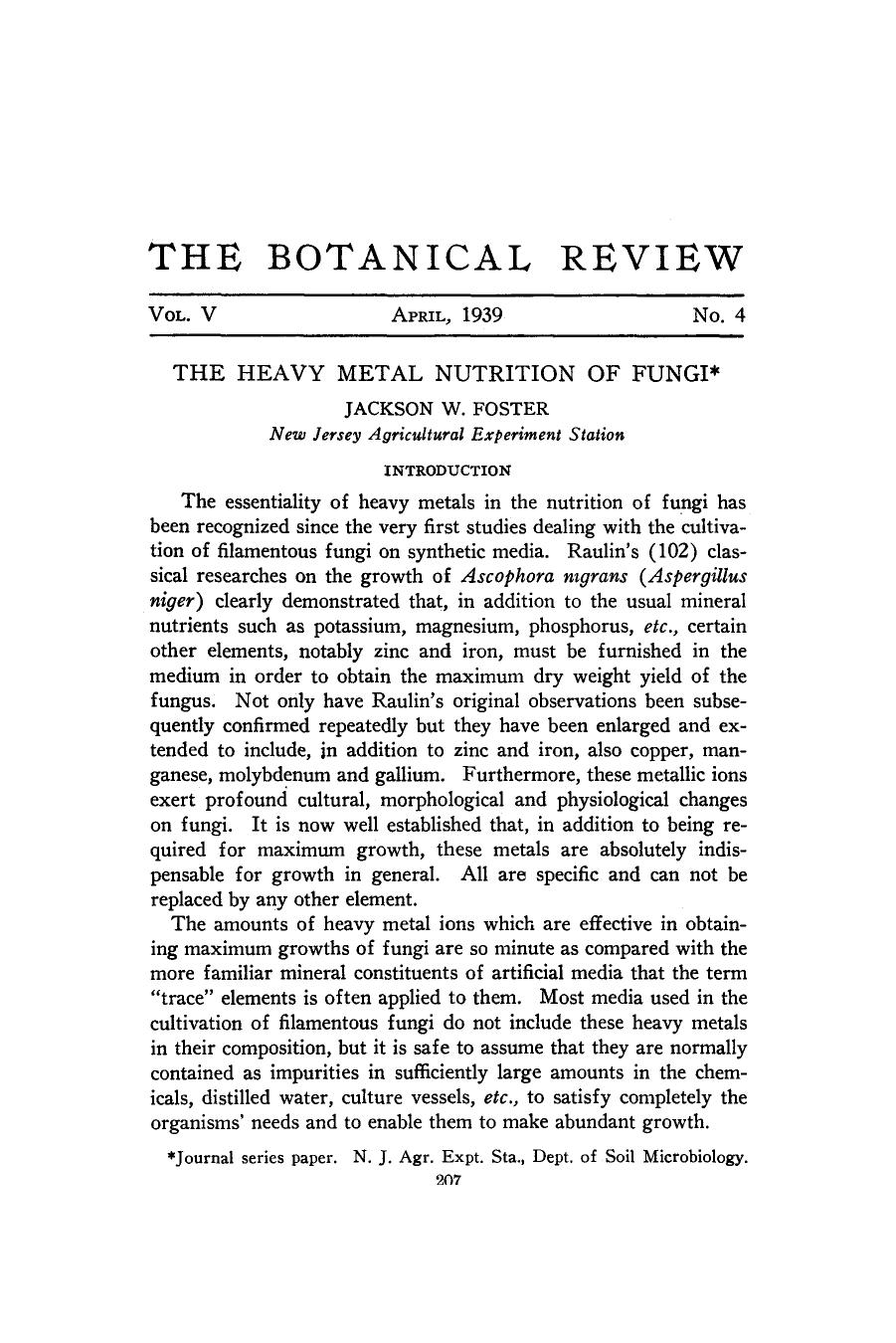The heavy metal nutrition of fungi by Unknown
