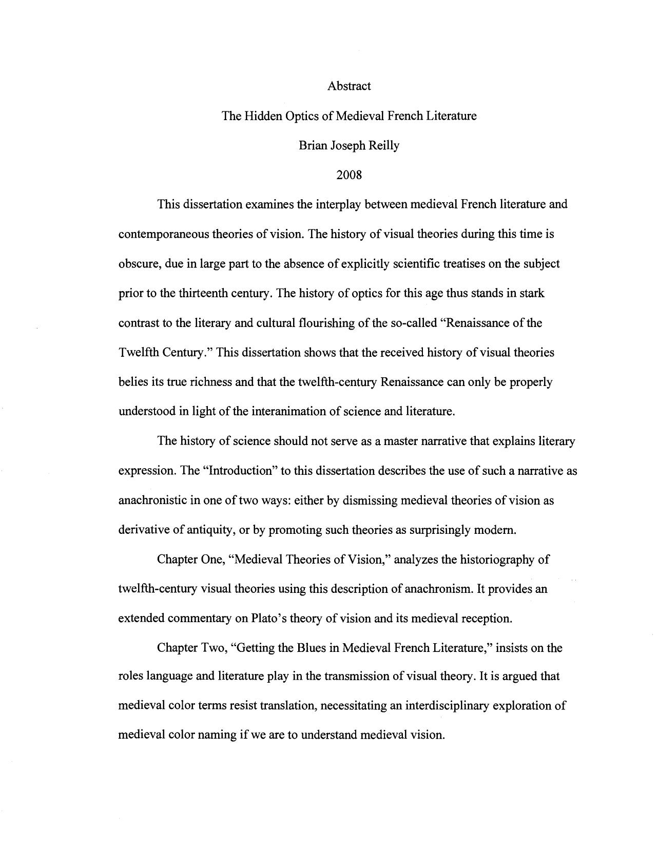 The hidden optics of medieval French literature by Brian Joseph Reilly